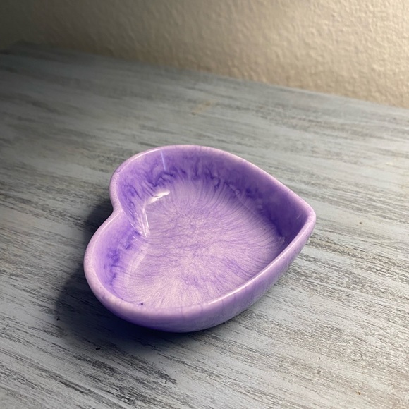 Purple and White Heart Tray - Handmade Jewelry Dish - Picture 8 of 9